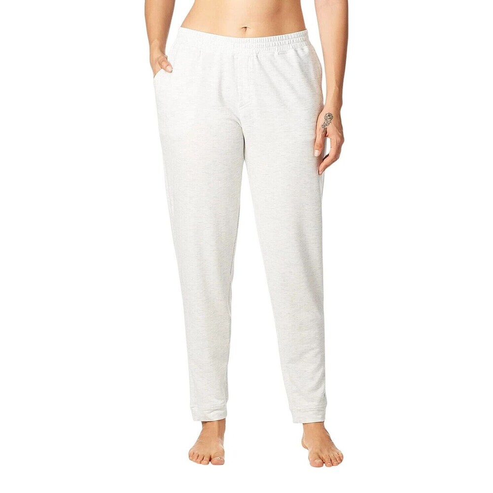 Hue Size L Womens Sleep Lounge Pant Jogger Whitesand Heather Gray French Terry